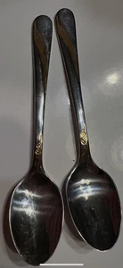Vtg Old 2pc Lot Set Nivella 18/10 Stainless Steel Berry Spoons 4.75"in Serving - Picture 1 of 4