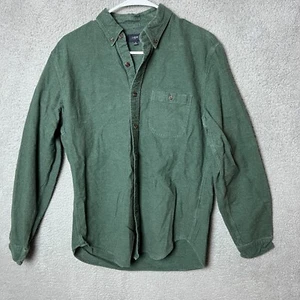 J Crew Shirt Mens Medium Green Brushed Twill Button Up Elbow Patch Long Sleeve - Picture 1 of 12