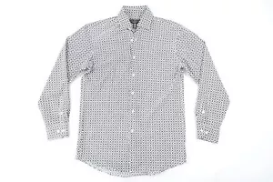 Alfani Geo Estampado Gris Blanco Reg 14-14.5 32-33 Elástico Botón Frontal Camisa - Imagen 1 de 8