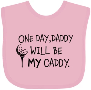Inktastic One Day, Daddy Will Be MY Caddy- Kids Golfing Baby Bib Sports Golf Dad - Picture 1 of 13