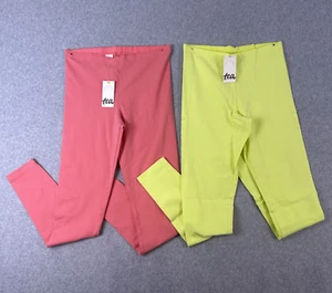 Tea Collection Leggings Girl's 14 Bright Coral and Green Stretch Lot of 2 NWT - Picture 1 of 6