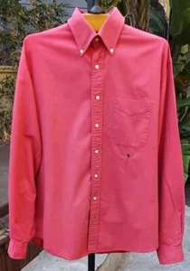 VTG TOMMY HILFIGER OXFORD Men's Light Red Dress Shirt L/S Logo EUC XLT/17 Tall - Picture 1 of 6