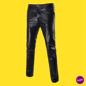 SLIKTA Pantaloni Unisex Casual Ecopelle, Clubbing, Cosplay, Costume, Nero, M - Foto 1 di 10