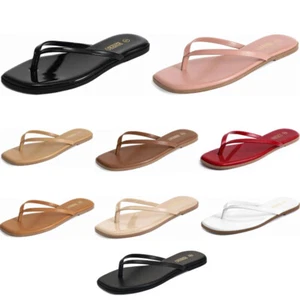 Womens Summer Comfort Casual Thong Flat Flip Flops Sandals Leather Slipper shoes - Picture 1 of 60