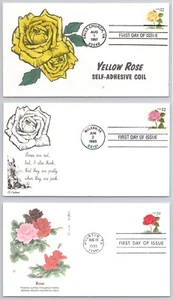 FDC (3) ROSE Yellow Pink Red Houston TX, Falls Church/McLean VA 1995 1996 1997 - Picture 1 of 7