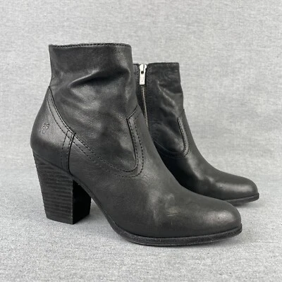 Frye Essa Ankle Boots Women 9.5 Black Leather Block Heel Western Coastal Cowgirl - Image 1 of 4