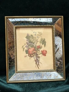 "Spiegelgestell Blumenkunstdruck Vintage 8,25"" - Bild 1 von 3