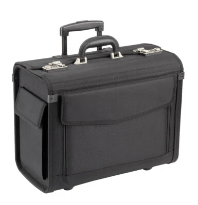 PILOTENKOFFER AKTENKOFFER TROLLEY RÄDER FAHRBAR NYLON SCHWARZ 1340NY