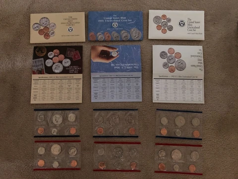 U. S Mint Set Lot -- 1990/91/92 Mint Sets 30 coins P & D Mints OGP with COA Cover