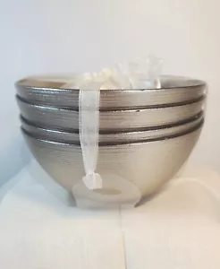 Akcam Silver with Gold Glitter Bowls Hand Made in Turkey Set of 4. - Picture 1 of 9