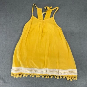 Tommy Bahama Girls Yellow Lined Sundress Lace Pom Pom Trim Size 5 - Picture 1 of 6