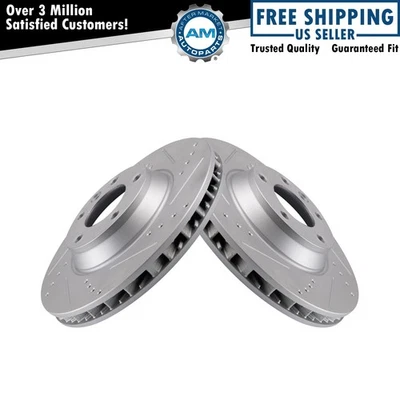 Performance Brake Rotor Drilled Slotted Coated Front Pair for Audi VW - Image 1 of 4