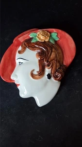 Wandrelief Moorkeramik Chelsea Werke Art Deco Thema Gesicht - Bild 1 von 2