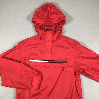Vintage Tommy Jeans Jacket Mens Small Red Hooded Anorak Windbreaker Y2K 2000s - Image 1 of 4