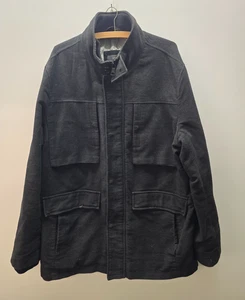 Marks & Spencer Coat Men's Size 3XL Black Lined Utility Pockets Snap Inside Zip - Picture 1 of 10
