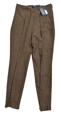 Женские коричневые клетчатые эластичные прямые брюки Polo Jeans Co Ralph Lauren — размер 6 - Изображение 1 из 4