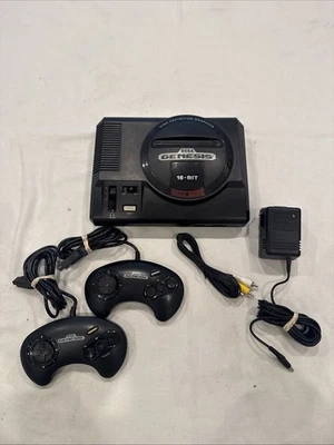 Sistema de consola Sega Genesis 1 - Negro 2 controladores OEM Power AV! ¡Funciona! Foto 1 de 4