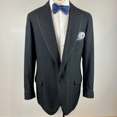 Blazer de esmoquin de lana negro 40L personalizado de colección años 20 1928 solapa pico Foto 1 de 4