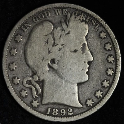 1892 Barber Silver Half Dollar FINE E319 GWHM - Image 1 of 2