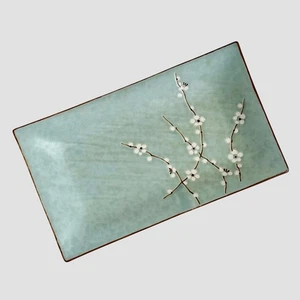 Japanese Kafuh Sushi Platter Serving Tray Sakura Cherry Blossom Ceramic Marked - Picture 1 of 9