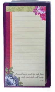 Mudlark Note Pad Floral 80 Sheet Shopping List Pad Buddha Quote Magnet - Picture 1 of 4