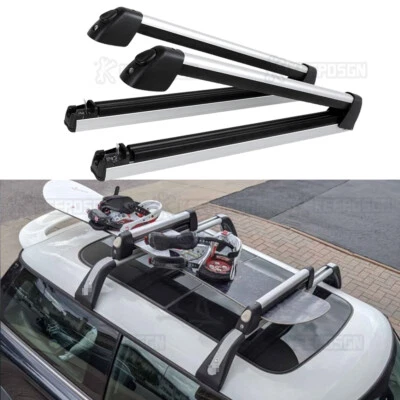 For Mini Cooper Hatchback Ski Snowboard Top Roof Rack Cross Bar Aluminum w/ Lock - Image 1 of 4