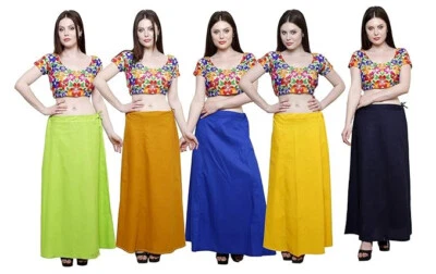 Traditional Readymade Cotton Straight Shapewear Women Girl Saree Underskirt- 5PC - Image 1 of 4