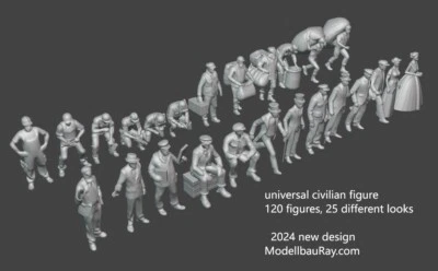 1:700, 1:350, 1:200 civilian figure, Figuren, 156 figures, 2024 NewTool 2 - Bild 1 von 4