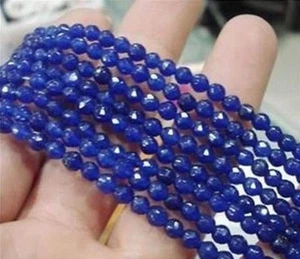 Wholesale 5 Strands 4mm Faceted Blue Jade Gemstone Round Loose Beads 15'' AA - Picture 1 of 6