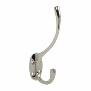 Large Chrome Hat & Coat Double Hook Victorian Style Fancy Hat and Coat Hook Big - Picture 1 of 3