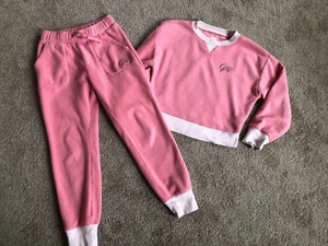 Gap Kids girl crewneck cropped sweatshirt & Joggers Set size 8 Pink - Picture 1 of 3