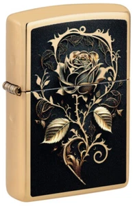 ZIPPO brass polished color Golden Rose 60007382 - lifetime guarantee - Foto 1 di 4