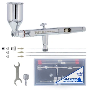 Master SB88 Pro Set Dual-Action Side Feed Airbrush Kit, 3 Nozzles, Gravity Cup - Picture 1 of 5