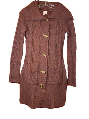 Cárdigan Borgoña De Colección Mossimo Supply Co Para Mujer Pequeño Adornado Con Botones 35" Largo Foto 1 de 4