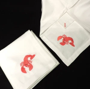 set of 11 CRATE & BARREL LOBSTER BIBS / BUTTONHOLE NAPKINS (NWOB) "LAPKINS" - Picture 1 of 4
