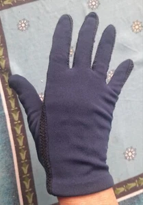 Lady's Vintage Gloves Navy Blue - Picture 1 of 5