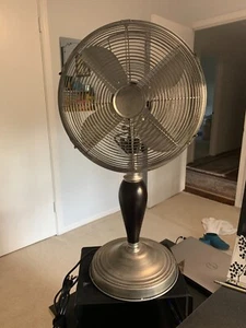 Classy, Retro, Electric Table Fan - 24" tall, stainless steel and dark wood - Picture 1 of 6