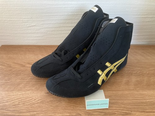 Scarpe da boxe ASICS EX EO Wrestling nuovo modello TWR900 1083A001 NERO X ORO...