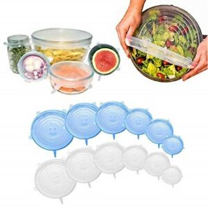 12x Universal Silicone Food Lid Stretch Cover Storage Seal Reusable Bowl HOT