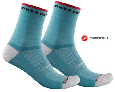 Premium Castelli ROSSO CORSA Women's Cycling Bike Socks Blue Medium US 5-7 NWT - Image 1 of 2