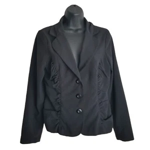 AB Studio Black Blazer Size 8 Ruched Button Front Dark Academia Professional - Picture 1 of 10