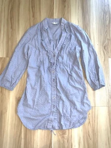 ANTHROPOLOGIE ODILLE Cotton Button Down Tunic Shirt Dress Sz 0 Mauve Purple EUC - Picture 1 of 7