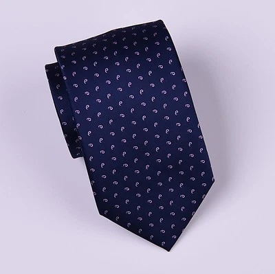 Corbata floral rosa cachemira azul marino 8 cm corbata clásica ancho estándar corbata para hombre Foto 1 de 4