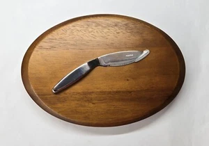 Nambe Acacia Wood Cheese Bread Board with Stainless Steel Knife - Brown - Picture 1 of 5