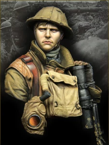 Modellino busto resina 1/10 model kit WWI esercito britannico cannoniere non assemblato non dipinto - Foto 1 di 3