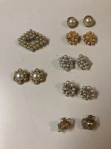 Vintage CLUSTER CLIPON & Schraubverschluss OHRRINGE SET 6 Paar & 1 BROSCHE LESEN - Bild 1 von 8