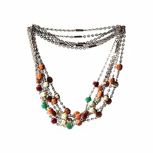 Lotto (6) Collane a catena cromate Bauhaus vintage deco perle rondelle galalite - Foto 1 di 3