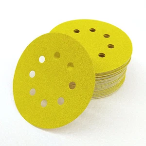 Premium 5" 8 Hole Gold Sanding Discs Hook & Loop 400 Grit 50 Discs per Box - Picture 1 of 1