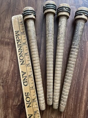 Wood Bobbins Spools Industrial Style Spindles 8.75" Wooden Quills Lot-4 - Image 1 of 4