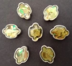 Perlen 7 Citrin Farbe Glas Silber geprägt Blumen Rückseite Basteln Schmuck - Bild 1 von 5